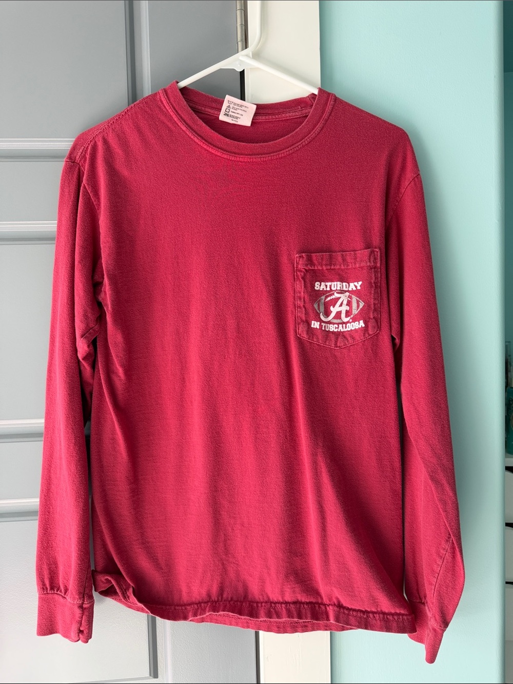 Comfort Colors Long-Sleeve Pocket Tee - Crimson Saturday in Tuscaloosa
